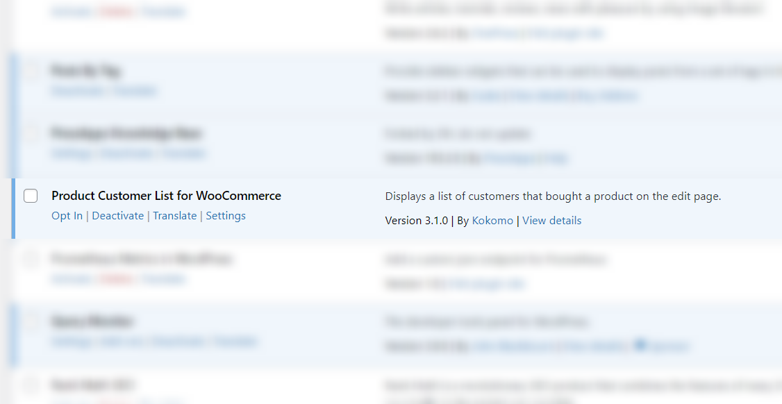 Product Customer List for WooCommerce plugin misuses the wp_options table