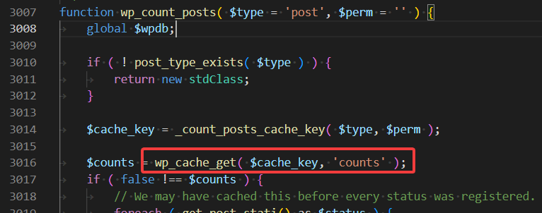 WordPress function wp_count_posts() trying to fetch counts from cache if not flushed.