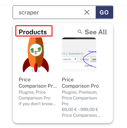 Super Speedy Search results of "scraper" showing Price Comparison Pro plugin