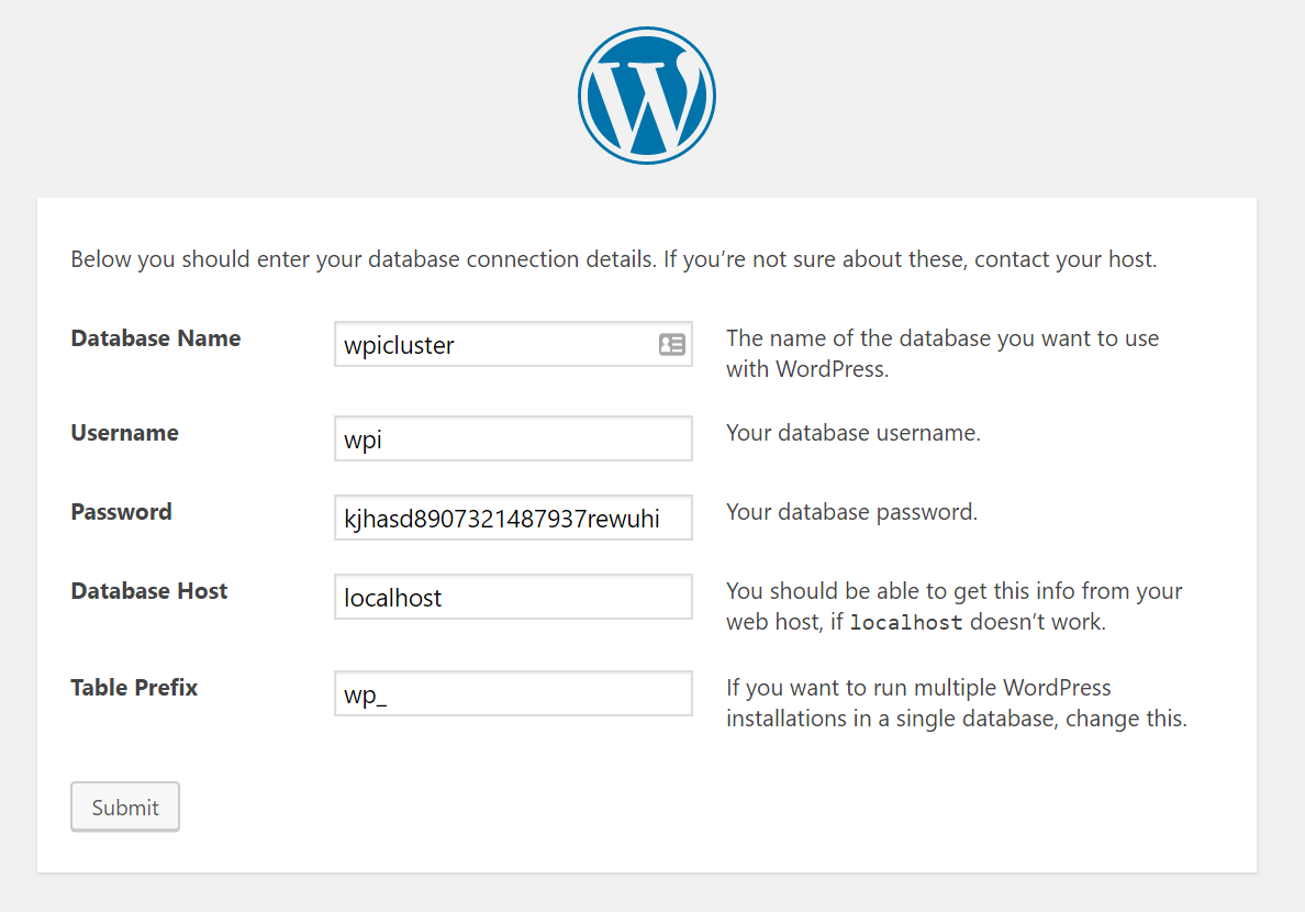 Configuring WordPress for your WordPress cluster